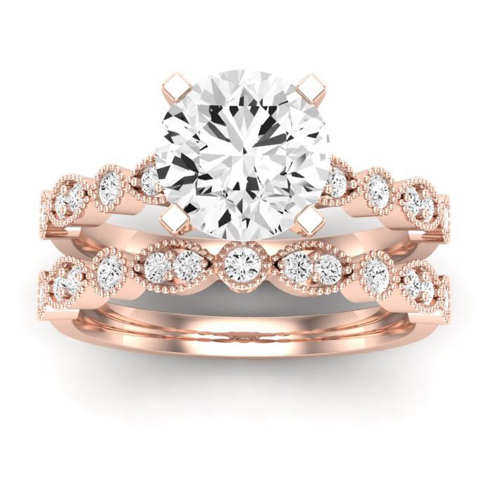 Marigold Moissanite Matching Band Only (does Not Include Engagement Ring) For Ring With Round Center rosegold