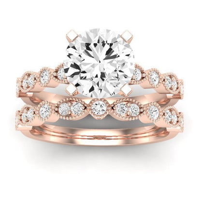 Marigold Moissanite Matching Band Only (does Not Include Engagement Ring) For Ring With Round Center rosegold