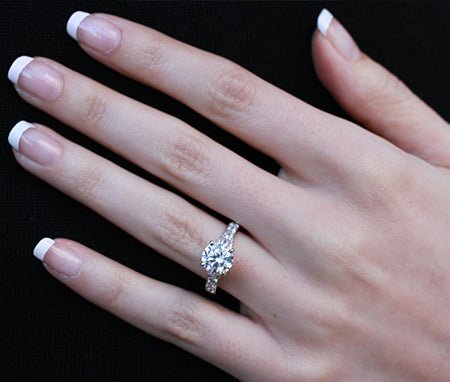 Daisy Moissanite Matching Band Only (engagement Ring Not Included) For Ring With Round Center whitegold
