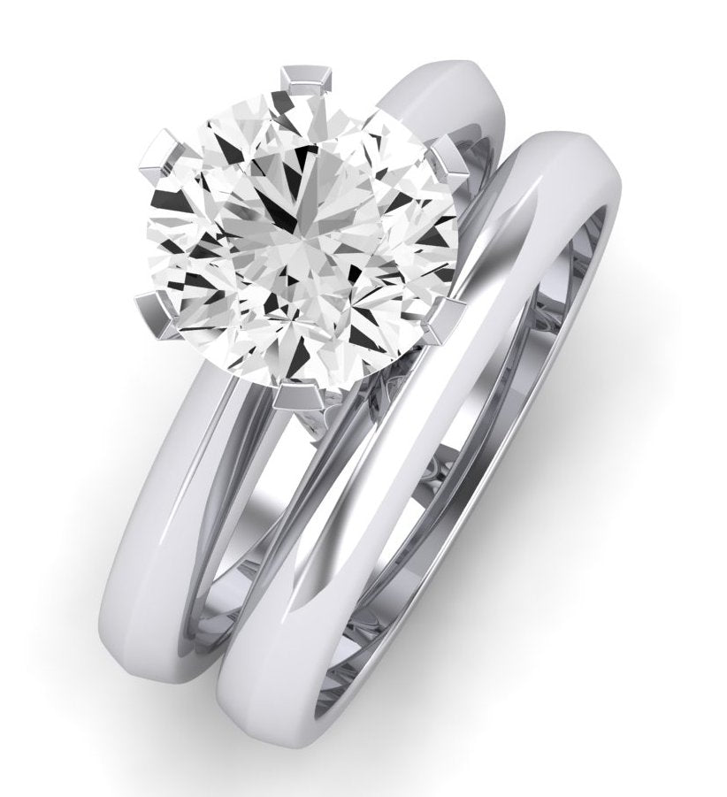 Senna Moissanite Matching Band Only (does Not Include Engagement Ring) For Ring With Round Center whitegold