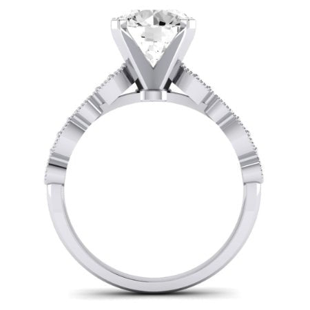 Marigold Moissanite Matching Band Only (does Not Include Engagement Ring) For Ring With Round Center whitegold