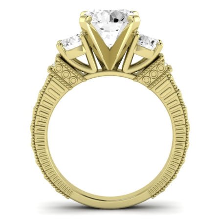 Angelonia Moissanite Matching Band Only (does Not Include Engagement Ring) For Ring With Round Center yellowgold