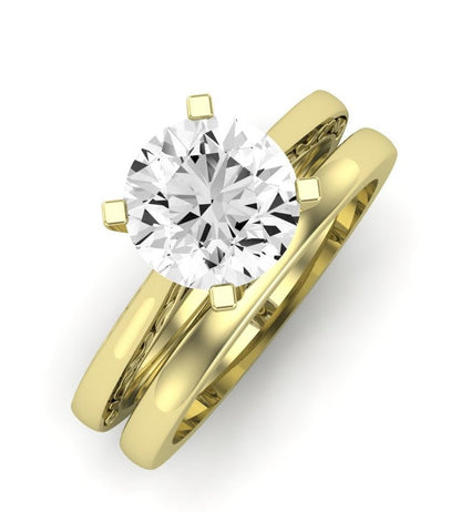 Astilbe Moissanite Matching Band Only (does Not Include Engagement Ring) For Ring With Round Center yellowgold