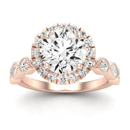 Aubretia Moissanite Matching Band Only (does Not Include Engagement Ring) For Ring With Round Center rosegold
