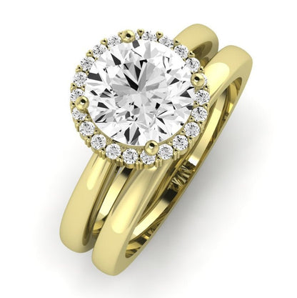 Calla Lily Moissanite Matching Band Only (does Not Include Engagement Ring) For Ring With Round Center yellowgold