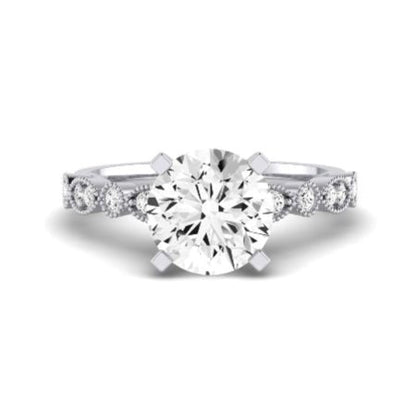 Marigold Moissanite Matching Band Only (does Not Include Engagement Ring) For Ring With Round Center whitegold