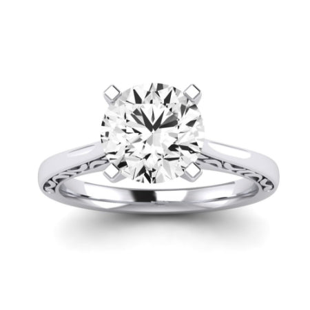 Astilbe Moissanite Matching Band Only (does Not Include Engagement Ring) For Ring With Round Center whitegold
