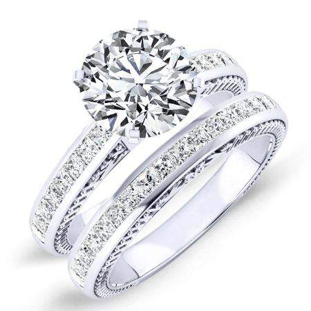 Peony Moissanite Matching Band Only (engagement Ring Not Included) For Ring With Round Center whitegold