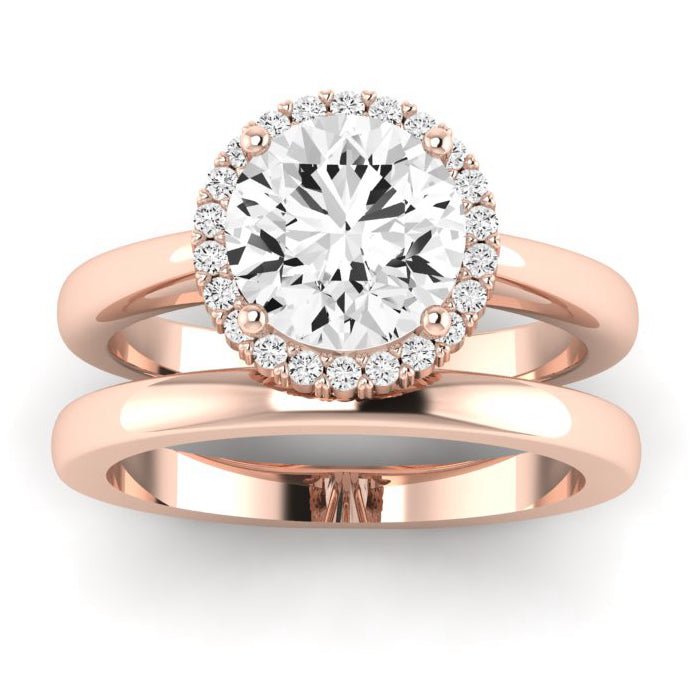 Calla Lily Moissanite Matching Band Only (does Not Include Engagement Ring) For Ring With Round Center rosegold