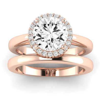 Calla Lily Moissanite Matching Band Only (does Not Include Engagement Ring) For Ring With Round Center rosegold