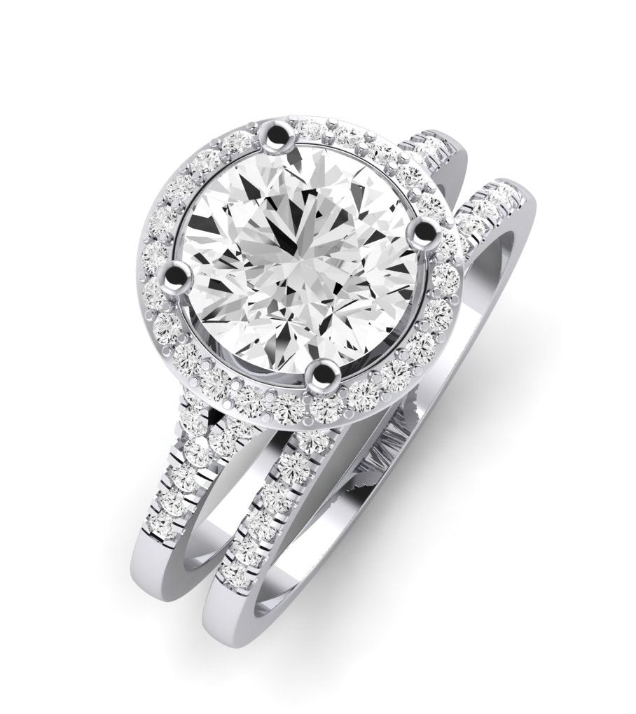 Desert Rose Moissanite Matching Band Only (engagement Ring Not Included) For Ring With Round Center whitegold