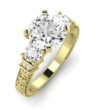 Angelonia Moissanite Matching Band Only (does Not Include Engagement Ring) For Ring With Round Center yellowgold