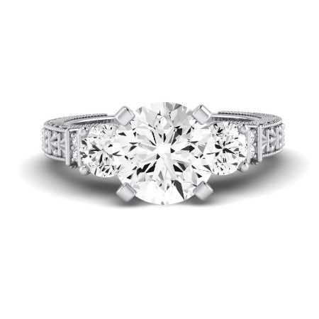Angelonia Moissanite Matching Band Only (does Not Include Engagement Ring) For Ring With Round Center whitegold