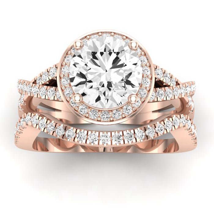 Moonflower Moissanite Matching Band Only (does Not Include Engagement Ring) For Ring With Round Center rosegold
