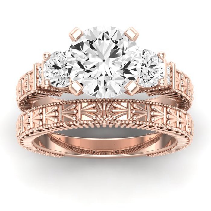 Angelonia Moissanite Matching Band Only (does Not Include Engagement Ring) For Ring With Round Center rosegold