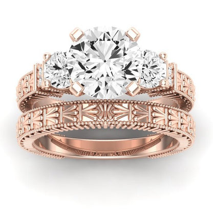 Angelonia Moissanite Matching Band Only (does Not Include Engagement Ring) For Ring With Round Center rosegold