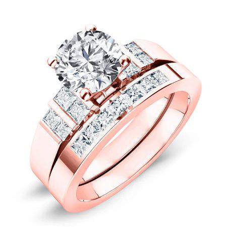 Carnation Moissanite Matching Band Only (engagement Ring Not Included) For Ring With Round Center rosegold
