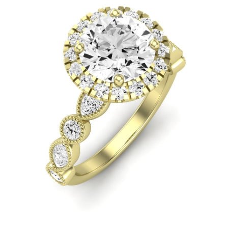 Aubretia Moissanite Matching Band Only (does Not Include Engagement Ring) For Ring With Round Center yellowgold