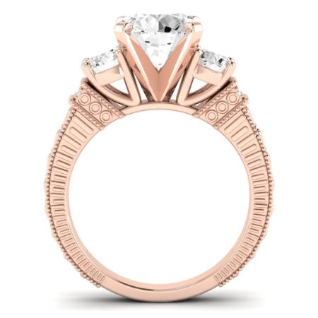 Angelonia Moissanite Matching Band Only (does Not Include Engagement Ring) For Ring With Round Center rosegold