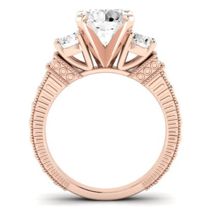 Angelonia Moissanite Matching Band Only (does Not Include Engagement Ring) For Ring With Round Center rosegold