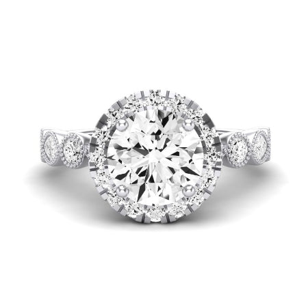 Aubretia Moissanite Matching Band Only (does Not Include Engagement Ring) For Ring With Round Center whitegold