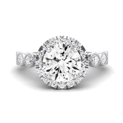 Aubretia Moissanite Matching Band Only (does Not Include Engagement Ring) For Ring With Round Center whitegold