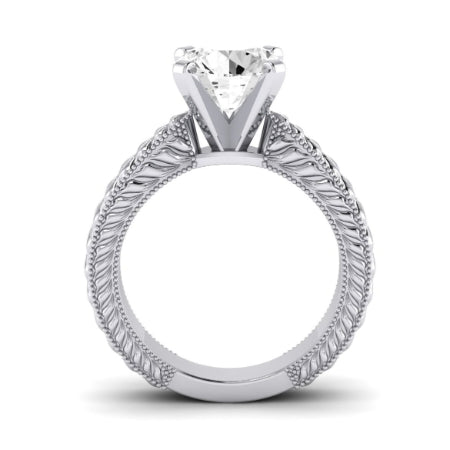Azalea Moissanite Matching Band Only (does Not Include Engagement Ring) For Ring With Round Center whitegold