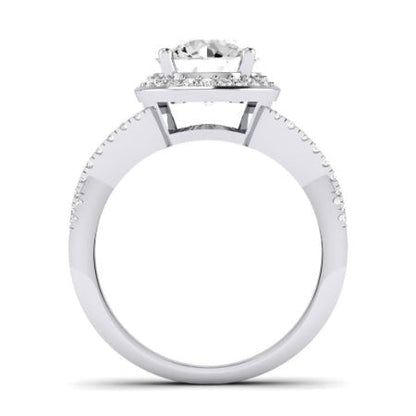 Moonflower Moissanite Matching Band Only (does Not Include Engagement Ring) For Ring With Round Center whitegold