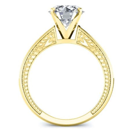 Peony Moissanite Matching Band Only (engagement Ring Not Included) For Ring With Round Center yellowgold