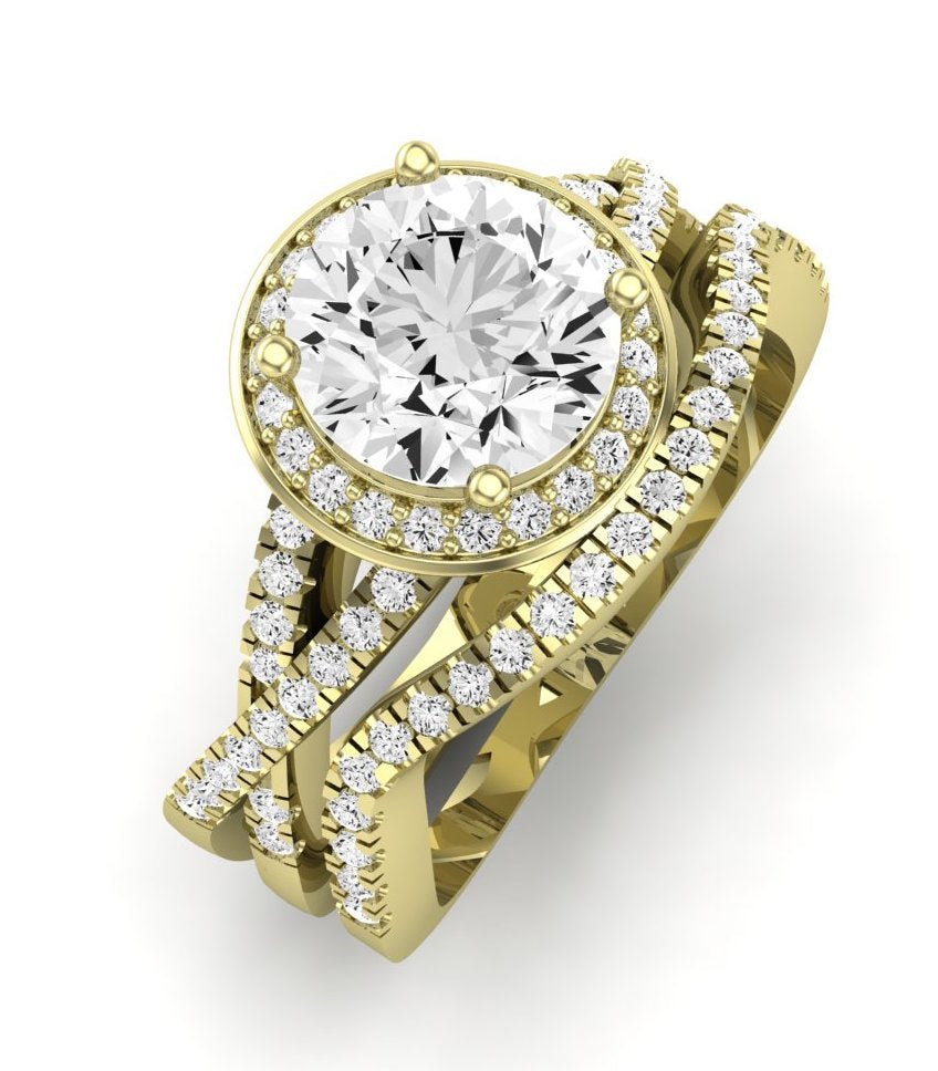 Moonflower Moissanite Matching Band Only (does Not Include Engagement Ring) For Ring With Round Center yellowgold
