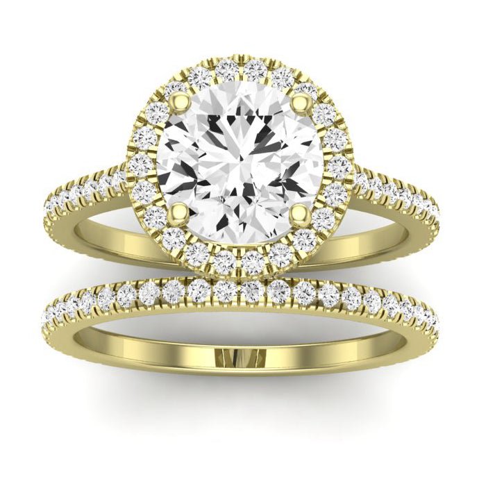 Columbine Moissanite Matching Band Only (does Not Include Engagement Ring)  For Ring With Round Center yellowgold