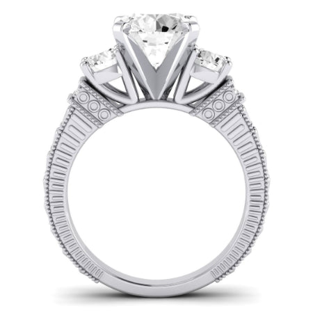 Angelonia Moissanite Matching Band Only (does Not Include Engagement Ring) For Ring With Round Center whitegold