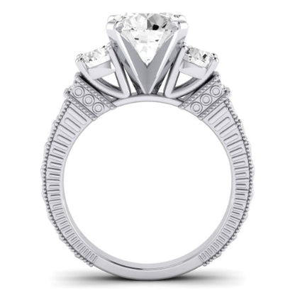 Angelonia Moissanite Matching Band Only (does Not Include Engagement Ring) For Ring With Round Center whitegold
