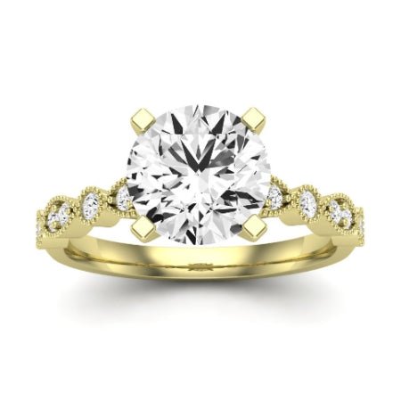 Marigold Moissanite Matching Band Only (does Not Include Engagement Ring) For Ring With Round Center yellowgold