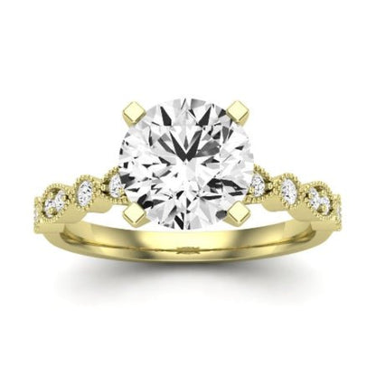 Marigold Moissanite Matching Band Only (does Not Include Engagement Ring) For Ring With Round Center yellowgold