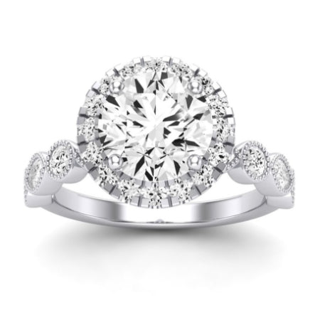 Aubretia Moissanite Matching Band Only (does Not Include Engagement Ring) For Ring With Round Center whitegold