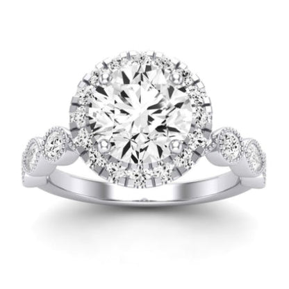 Aubretia Moissanite Matching Band Only (does Not Include Engagement Ring) For Ring With Round Center whitegold