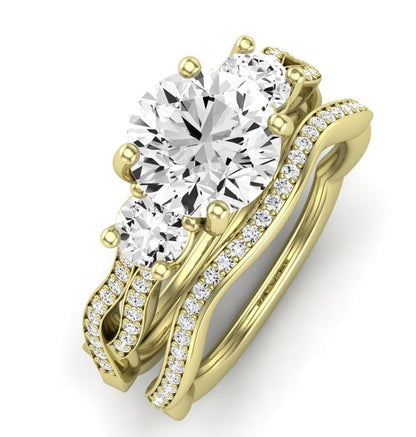 Bottlebrush Moissanite Matching Band Only (does Not Include Engagement Ring) For Ring With Round Center yellowgold