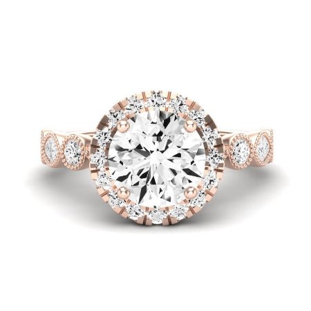 Aubretia Moissanite Matching Band Only (does Not Include Engagement Ring) For Ring With Round Center rosegold