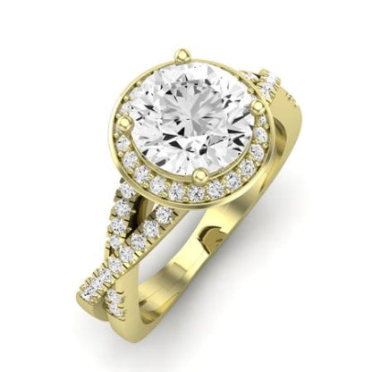 Moonflower Moissanite Matching Band Only (does Not Include Engagement Ring) For Ring With Round Center yellowgold
