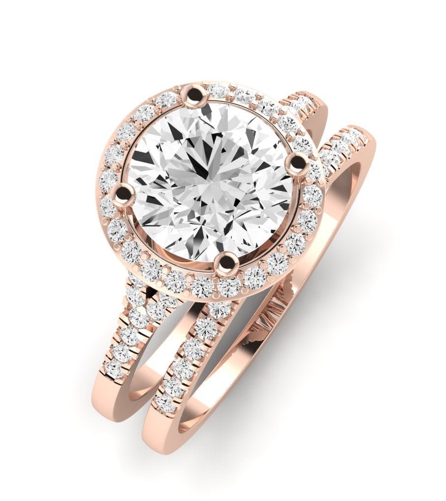 Desert Rose Moissanite Matching Band Only (engagement Ring Not Included) For Ring With Round Center rosegold