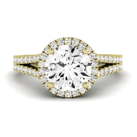 Silene Moissanite Matching Band Only ( Engagement Ring Not Included) For Ring With Round Center yellowgold
