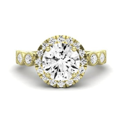 Aubretia Moissanite Matching Band Only (does Not Include Engagement Ring) For Ring With Round Center yellowgold