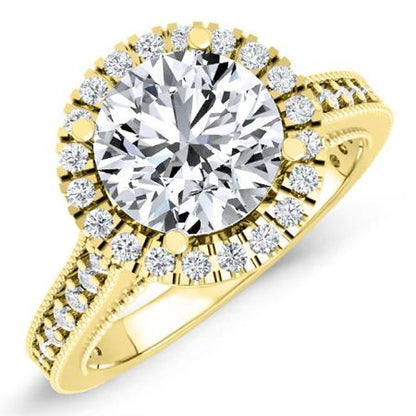 Mawar Moissanite Matching Band Only (engagement Ring Not Included) For Ring With Round Center yellowgold