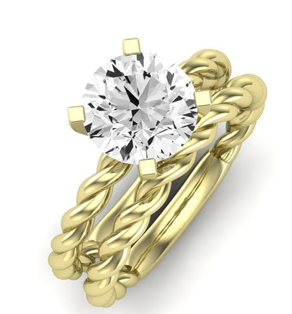 Balsam Moissanite Matching Band Only (does Not Include Engagement Ring) For Ring With Round Center yellowgold