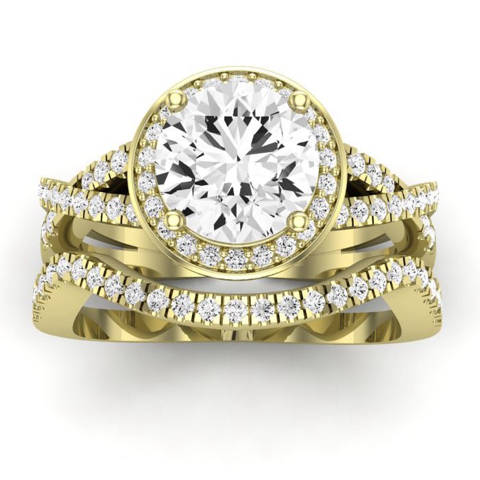Moonflower Moissanite Matching Band Only (does Not Include Engagement Ring) For Ring With Round Center yellowgold