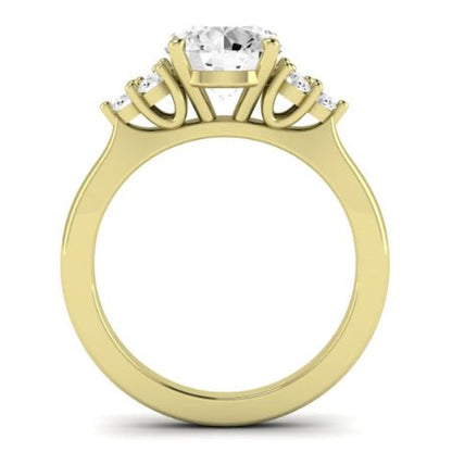 Alyssa Moissanite Matching Band Only (does Not Include Engagement Ring) For Ring With Round Center yellowgold