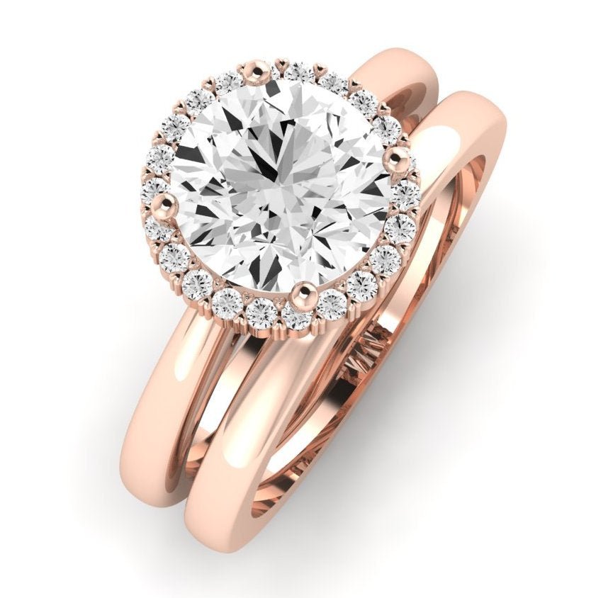 Calla Lily Moissanite Matching Band Only (does Not Include Engagement Ring) For Ring With Round Center rosegold