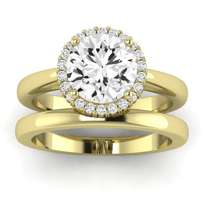 Calla Lily Moissanite Matching Band Only (does Not Include Engagement Ring) For Ring With Round Center yellowgold