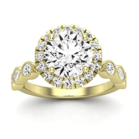 Aubretia Moissanite Matching Band Only (does Not Include Engagement Ring) For Ring With Round Center yellowgold